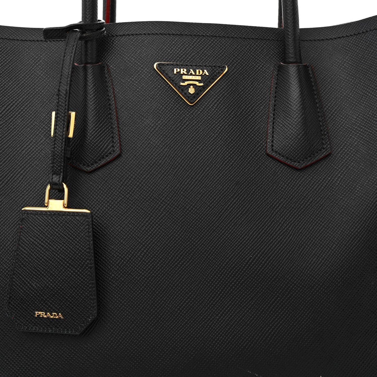 Saffiano Cuir Medium Double Bag Black Fuoco