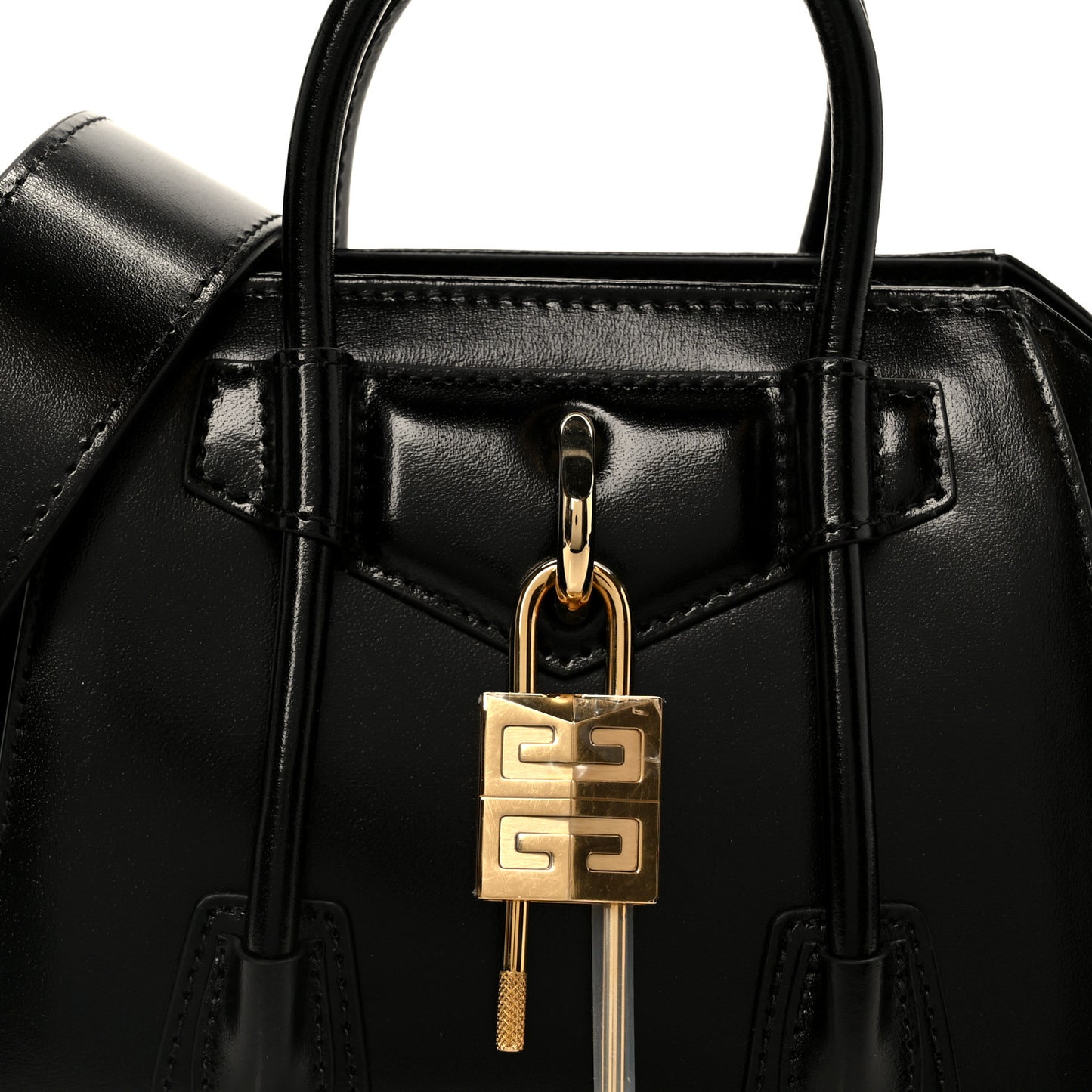 Box Calfskin Mini Lock Antigona Shoulder Bag Black