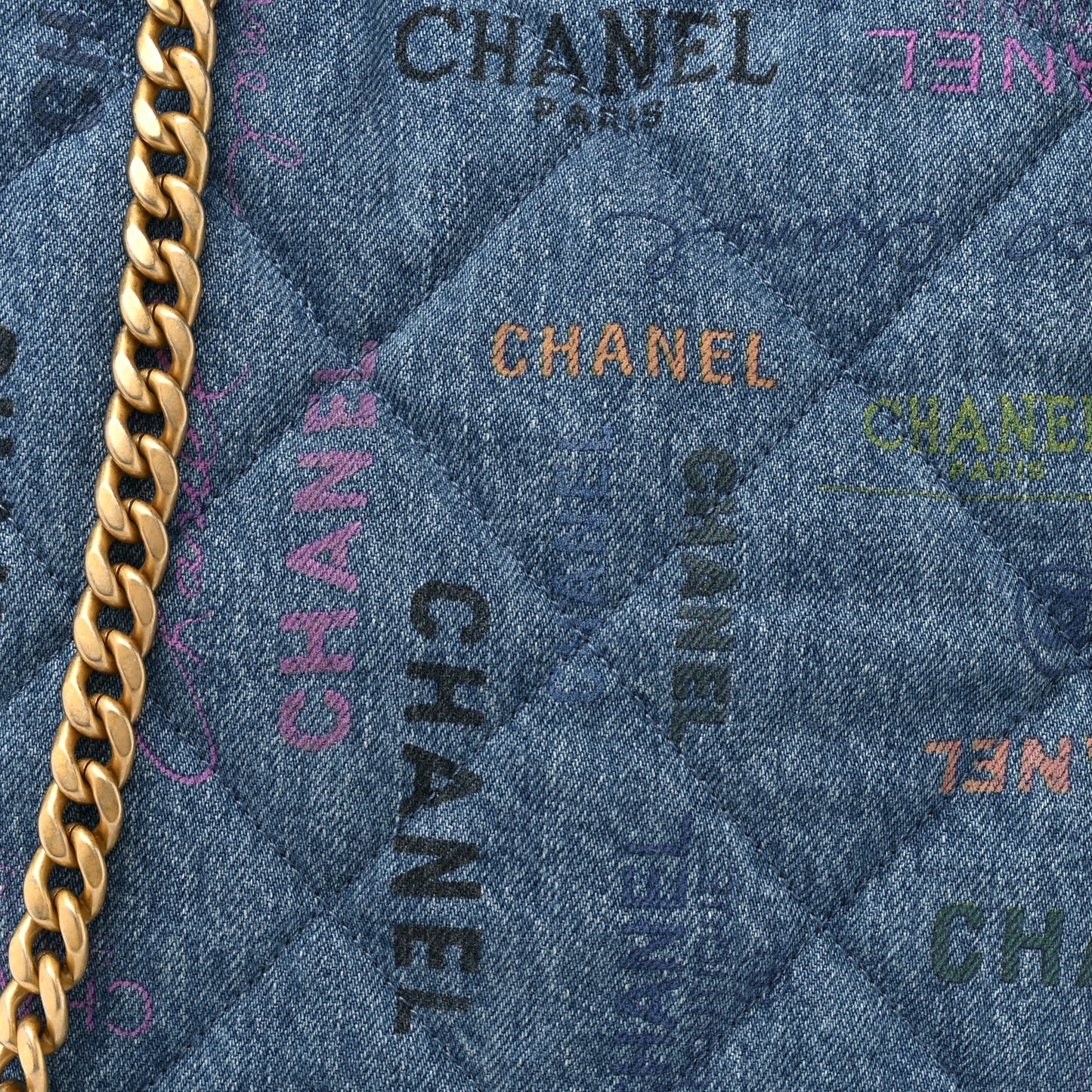 Denim Quilted Denim Mood Maxi Shopping Bag Blue Multicolor