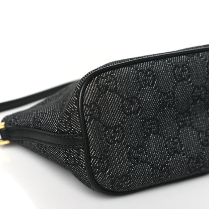 Gucci Denim Monogram Boat Pochette Black 9 of 11