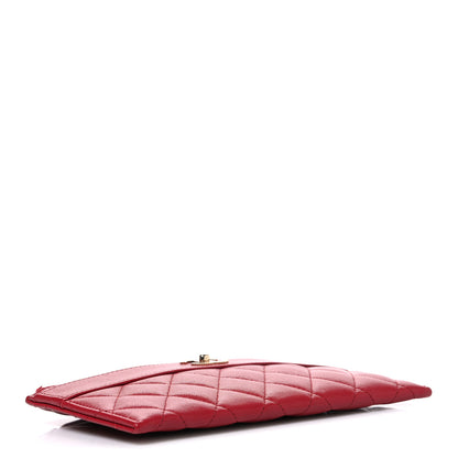 Chanel Sheepskin Quilted Mademoiselle Vintage Zip Pouch Red 4 of 7