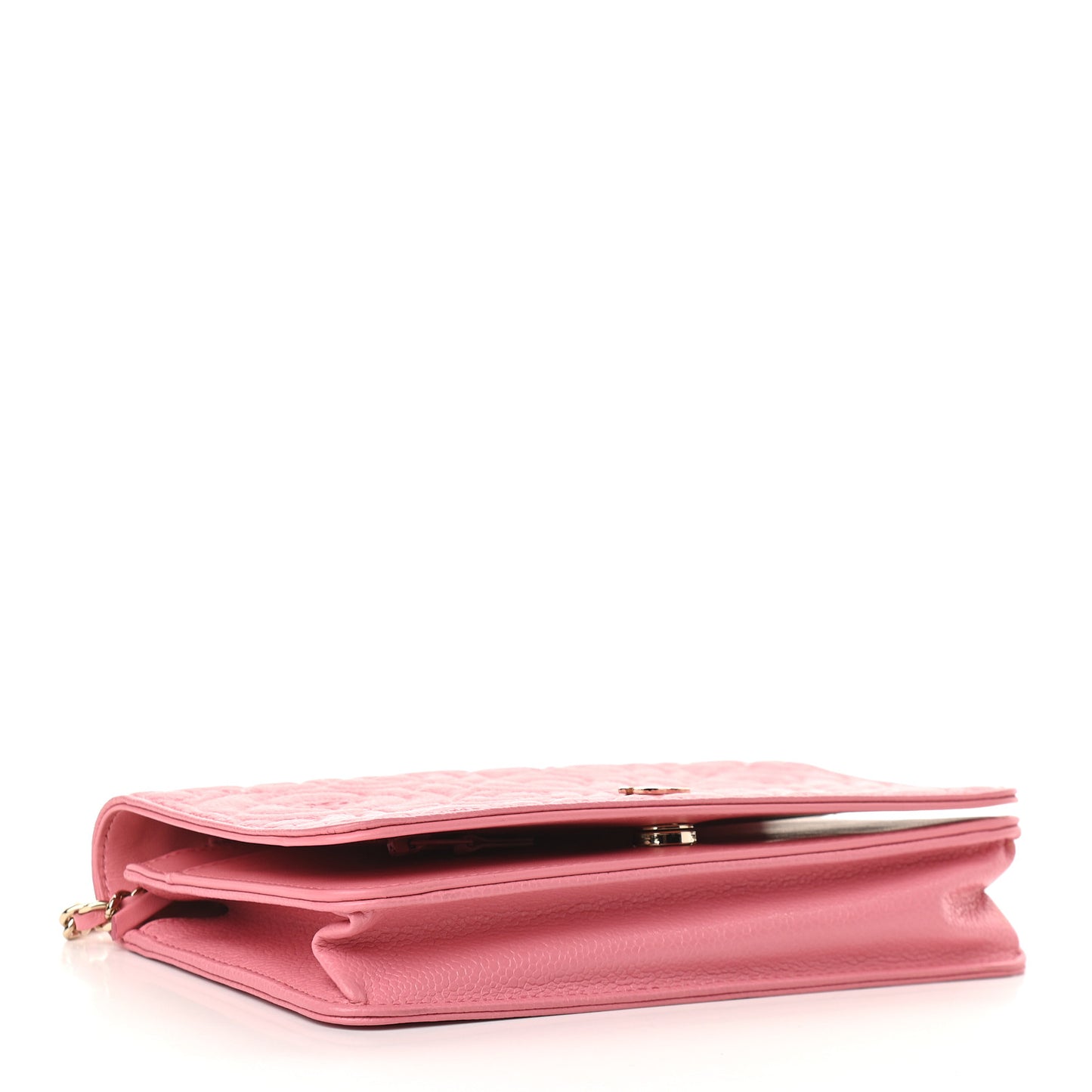 Caviar Camellia Embossed Wallet On Chain WOC Pink