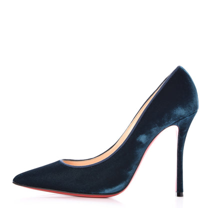 Christian Louboutin Velvet Decoltish 100 Pumps 39.5 Petrol 1 of 8