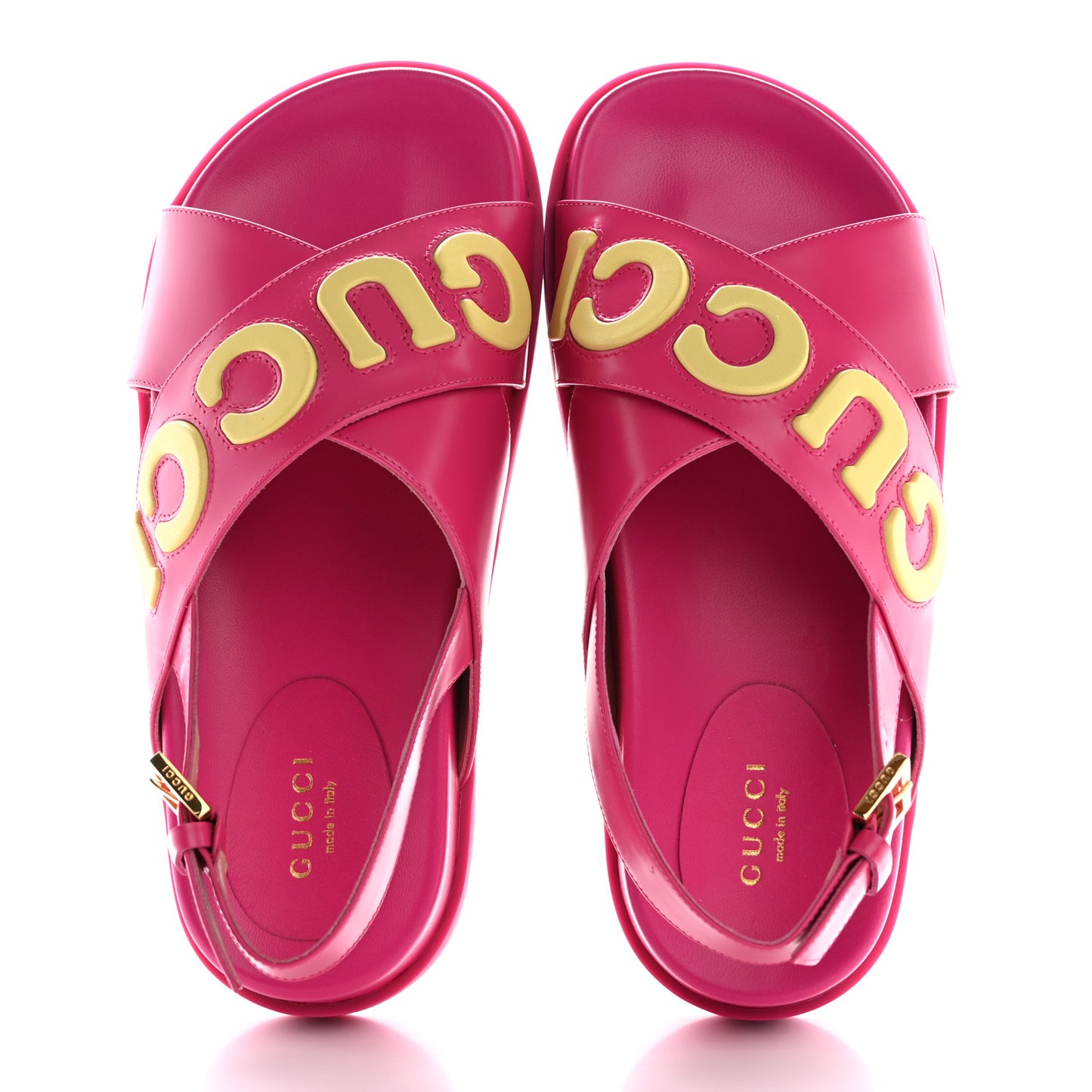 Calfskin Elizabeth Nappa Charlotte Logo Slingback Sandals 37.5 Fancy Fuchsia