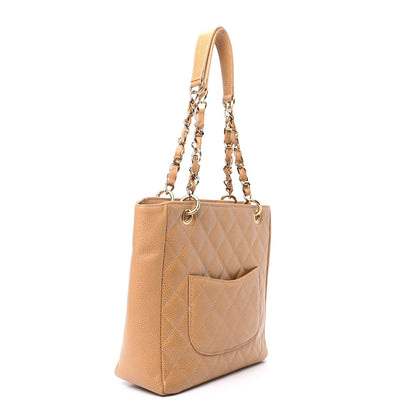 Chanel Caviar Quilted Petit Shopping Tote PST Beige 3 of 8