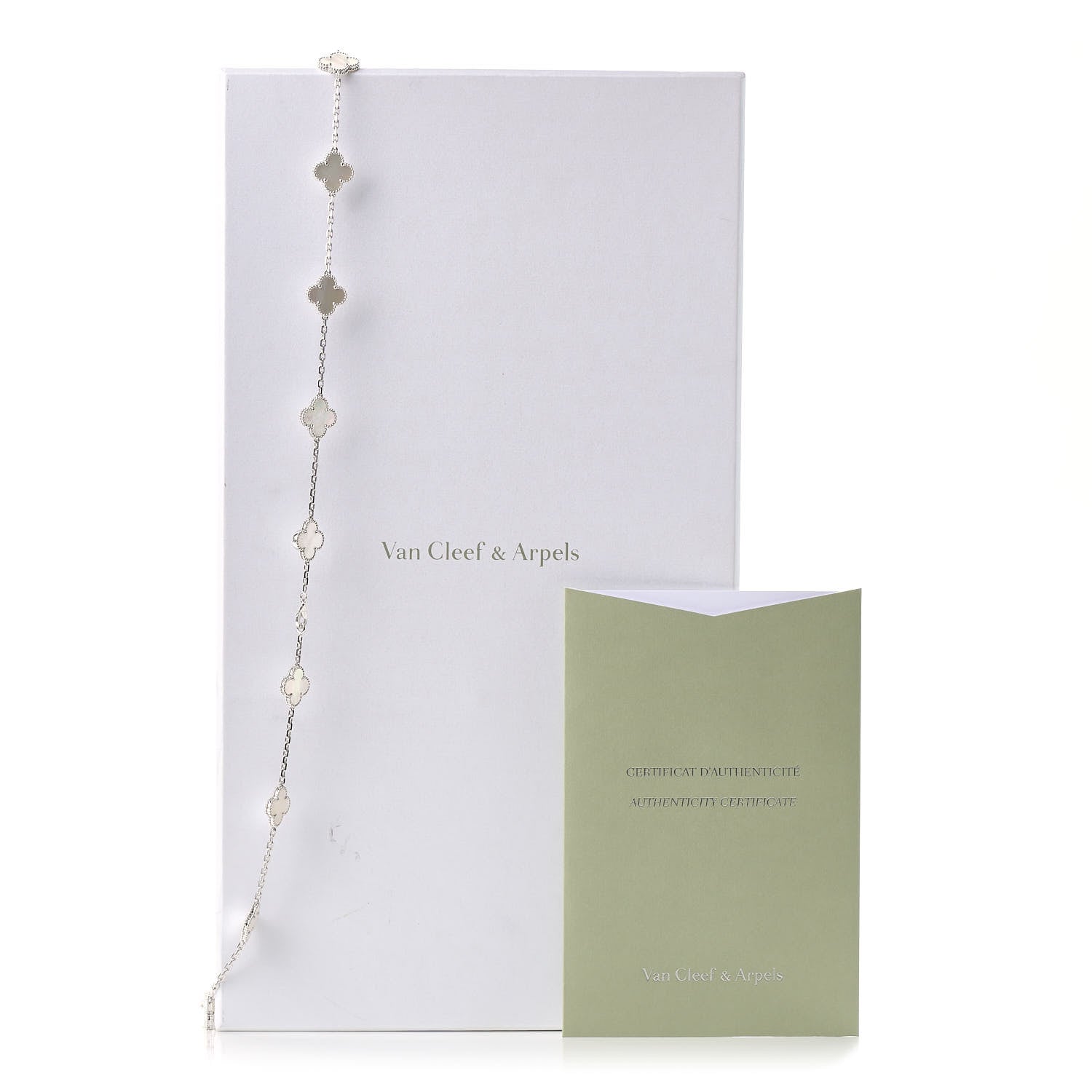 Van Cleef & Arpels 18K White Gold Mother of Pearl 20 Motifs Vintage Alhambra Necklace 7 of 7