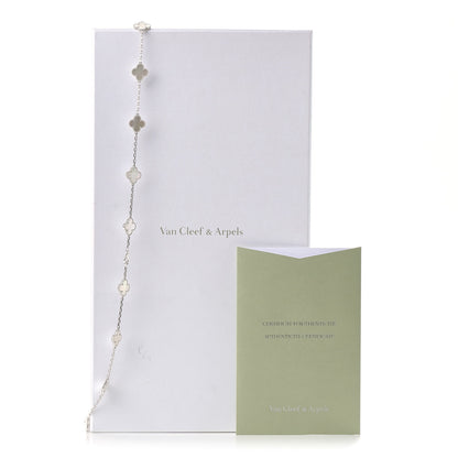 Van Cleef & Arpels 18K White Gold Mother of Pearl 20 Motifs Vintage Alhambra Necklace 7 of 7