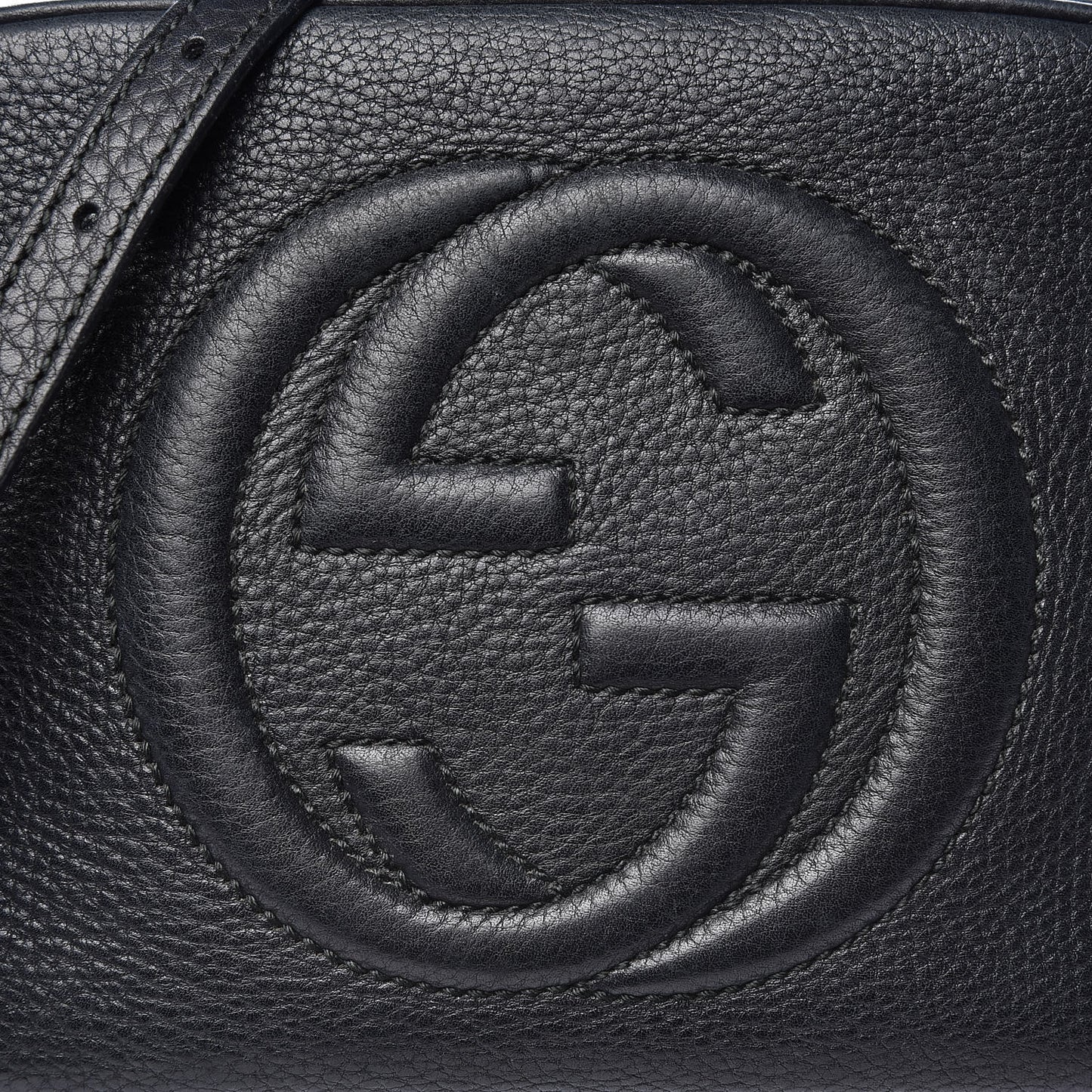 Pebbled Calfskin Small Soho Disco Bag Black