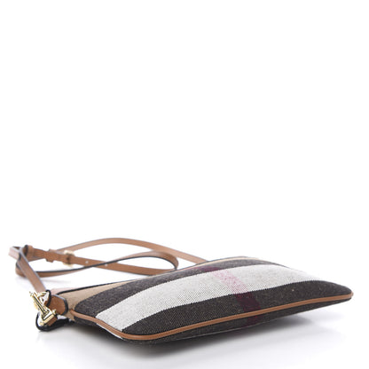Burberry Mega Check Peyton Crossbody Clutch Bag Saddle Brown 4 of 11