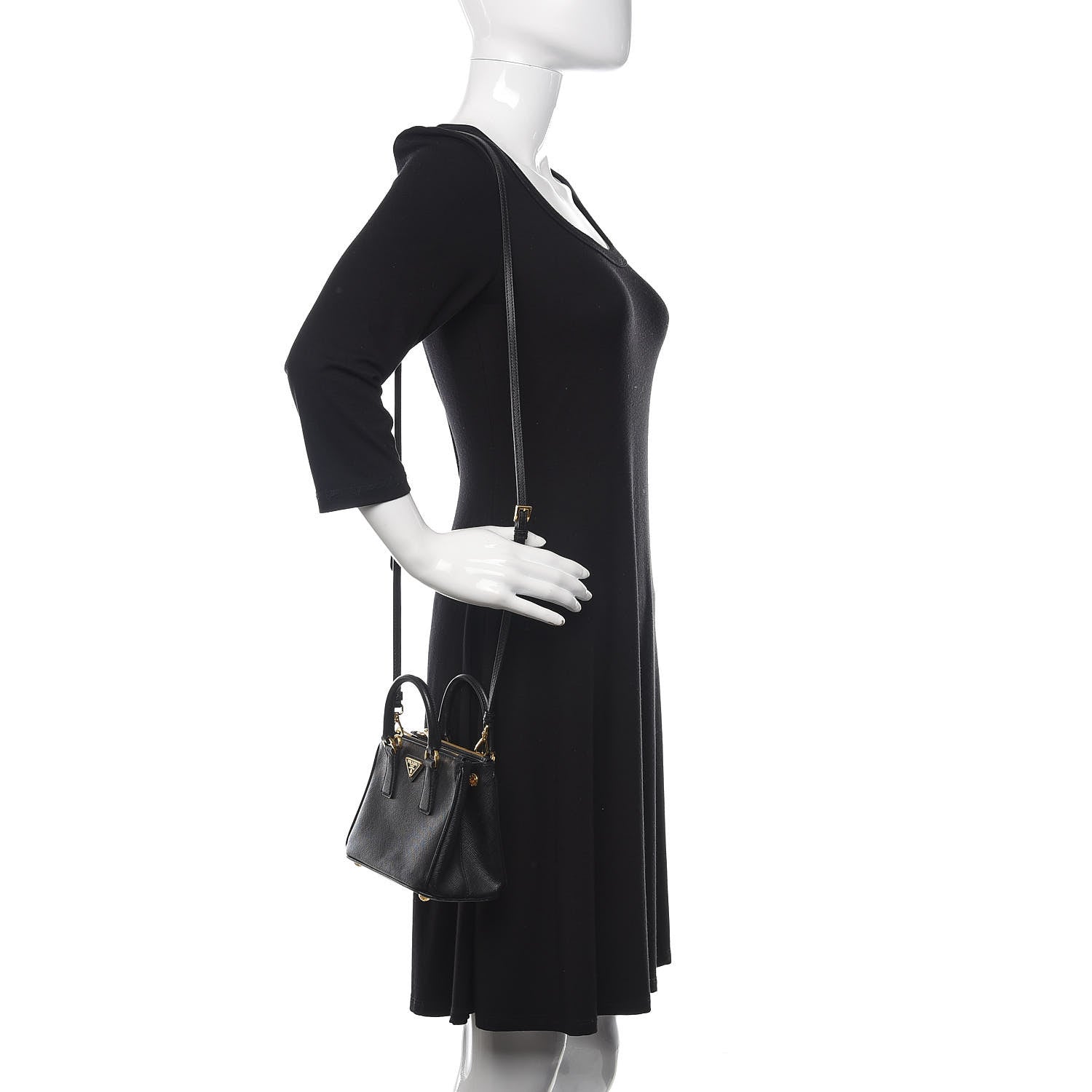 Prada Saffiano Lux Micro Galleria Double Zip Tote Black 2 of 10