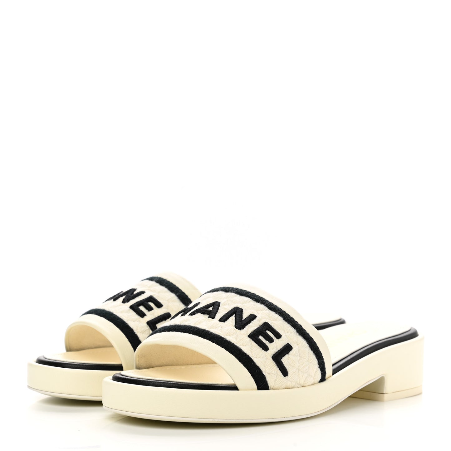Lambskin Embroidered Logo Mules 35 Ivory Black