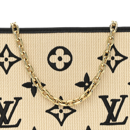 Louis Vuitton Raffia Calfskin Monogram Toiletry Pouch 26 On Chain Beige Black 7 of 9