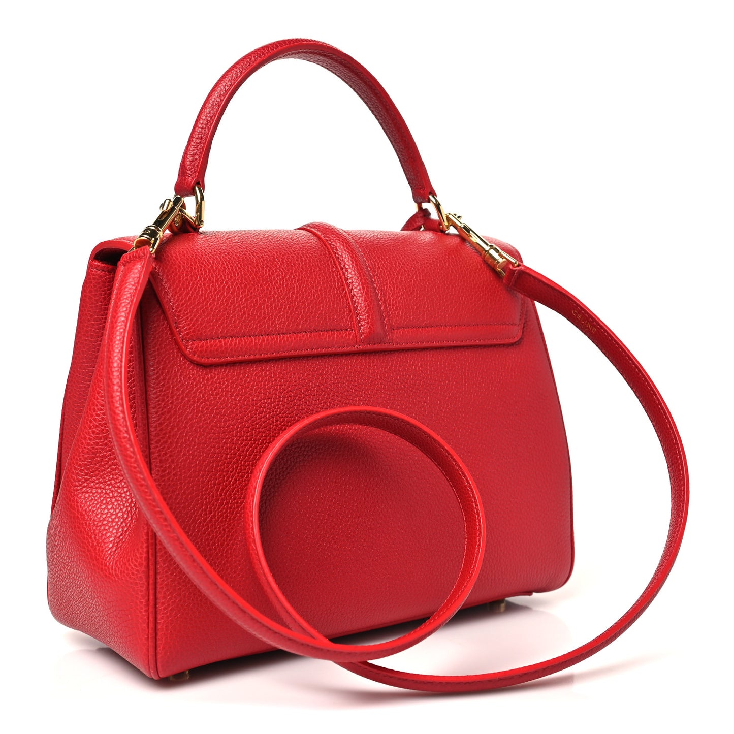 Grained Calfskin Small 16 Top Handle Bag Red