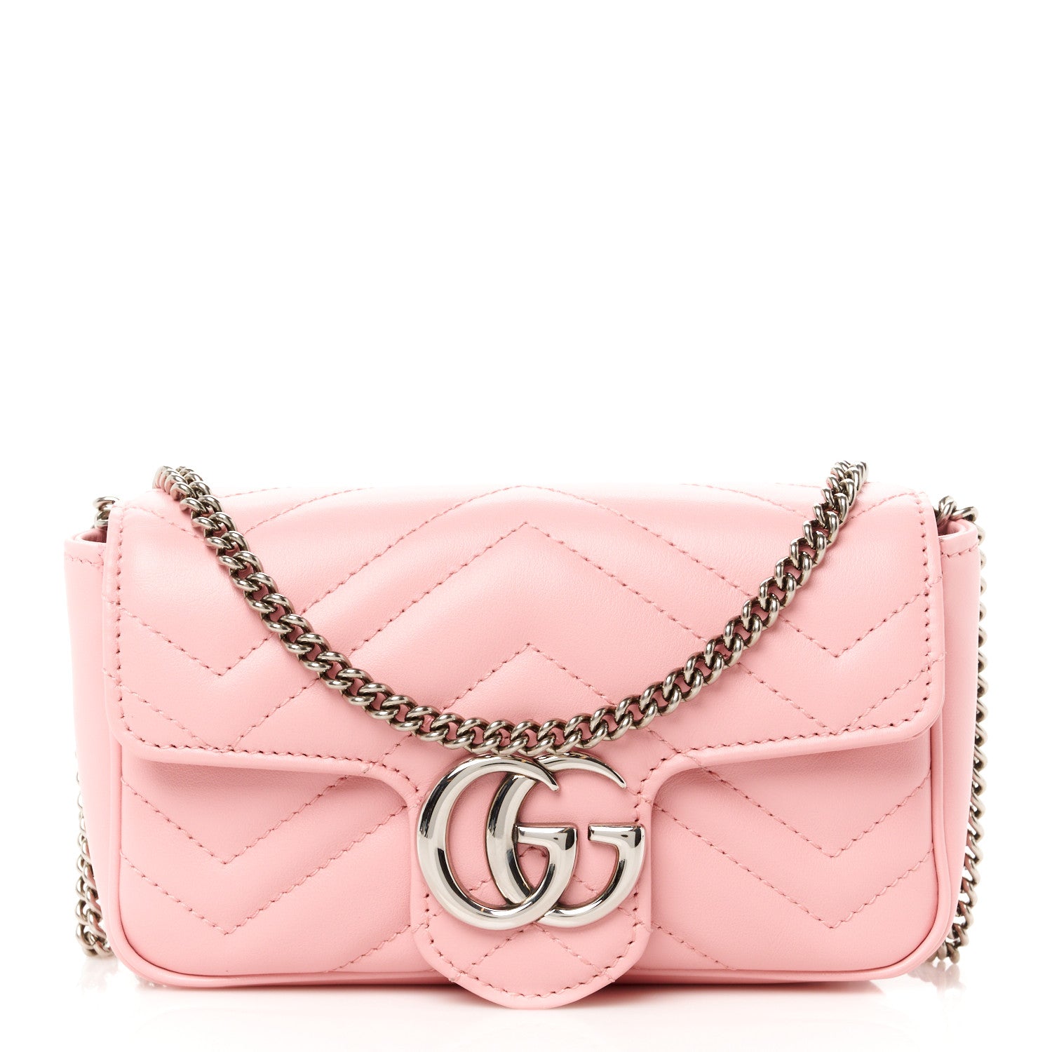 Gucci Calfskin Matelasse Super Mini GG Marmont Shoulder Bag Wild Rose 1 of 10