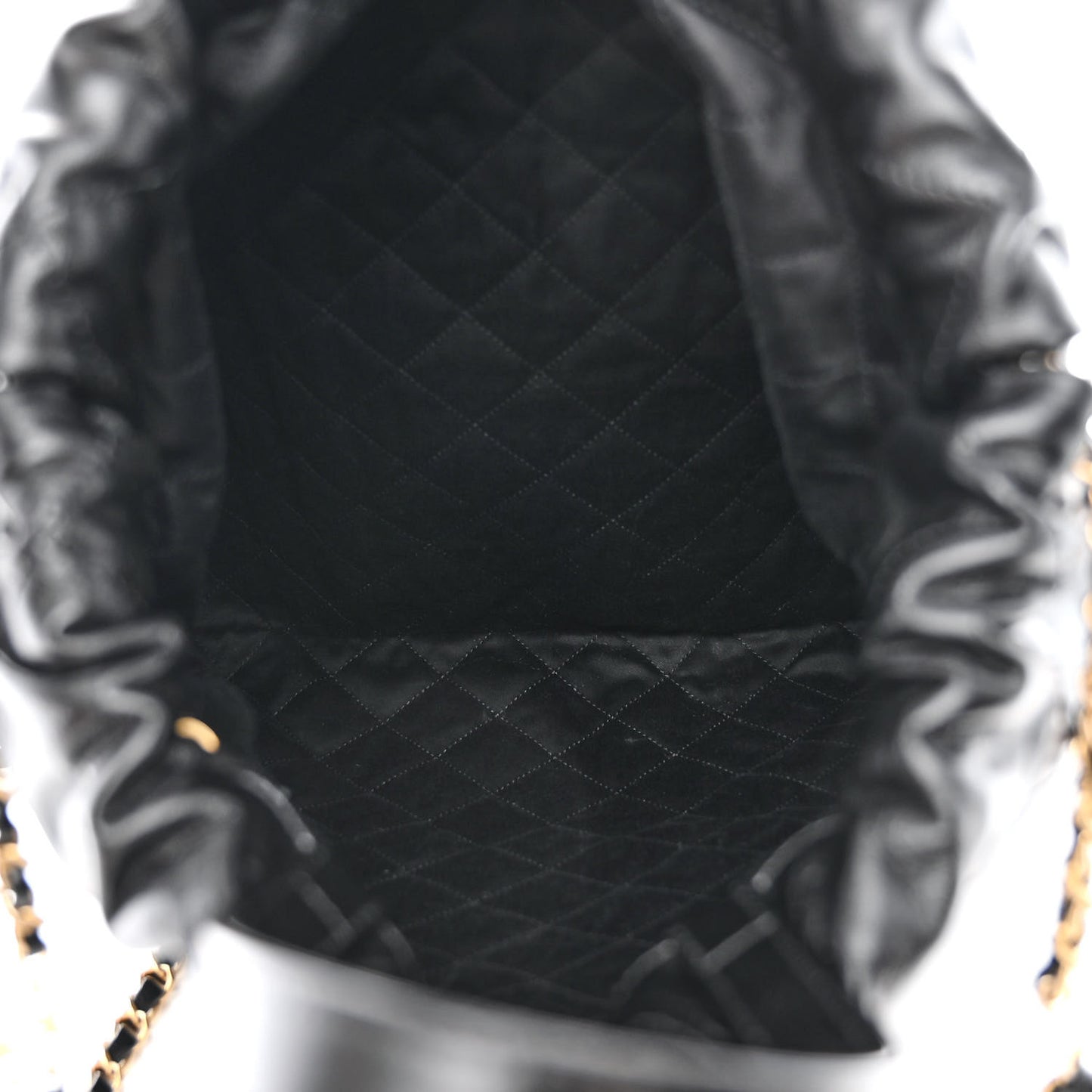 Shiny Calfskin Quilted Chanel 22 Backpack Black