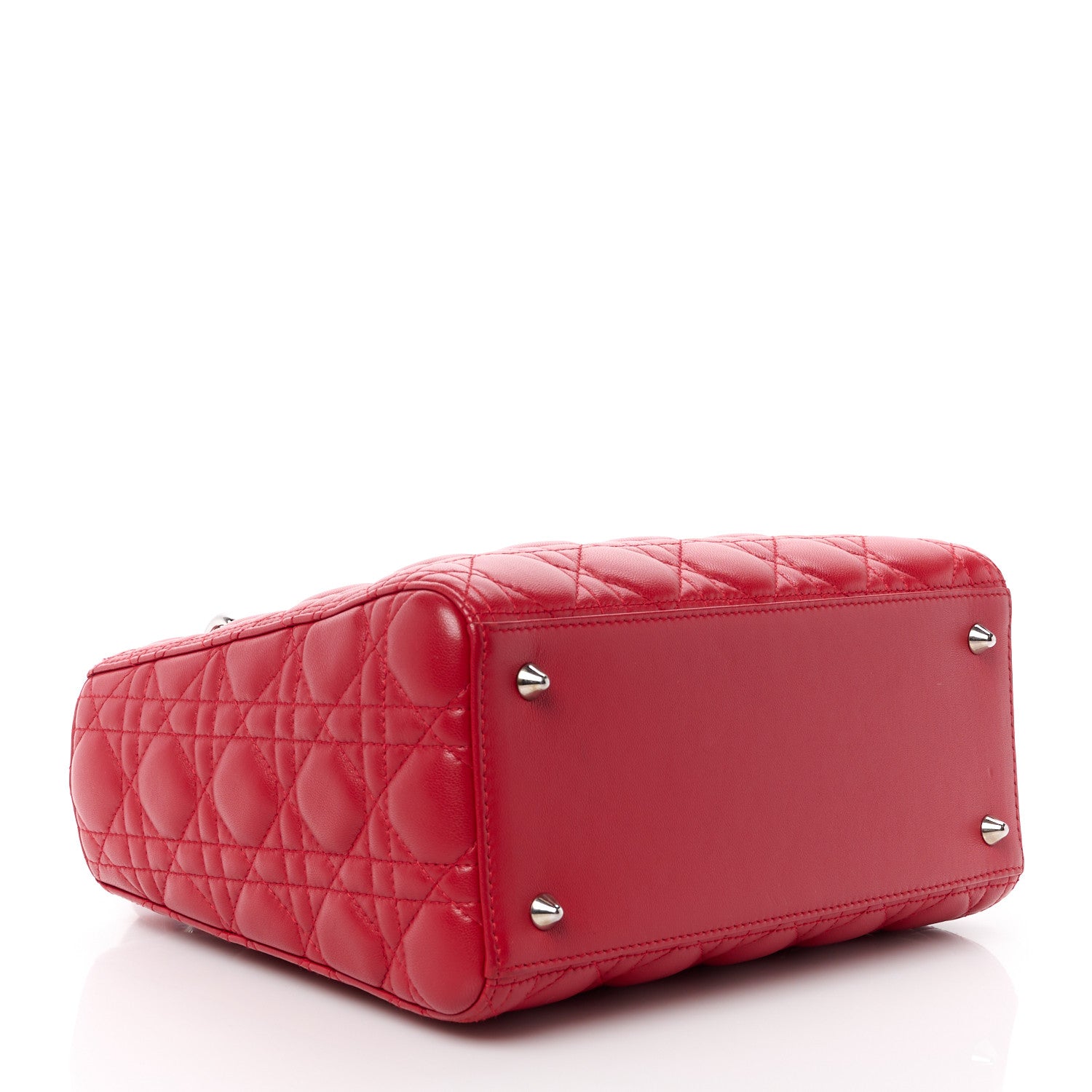 Christian Dior CHRISTIAN DIOR Lambskin Cannage Medium Lady Dior Red 4 of 13