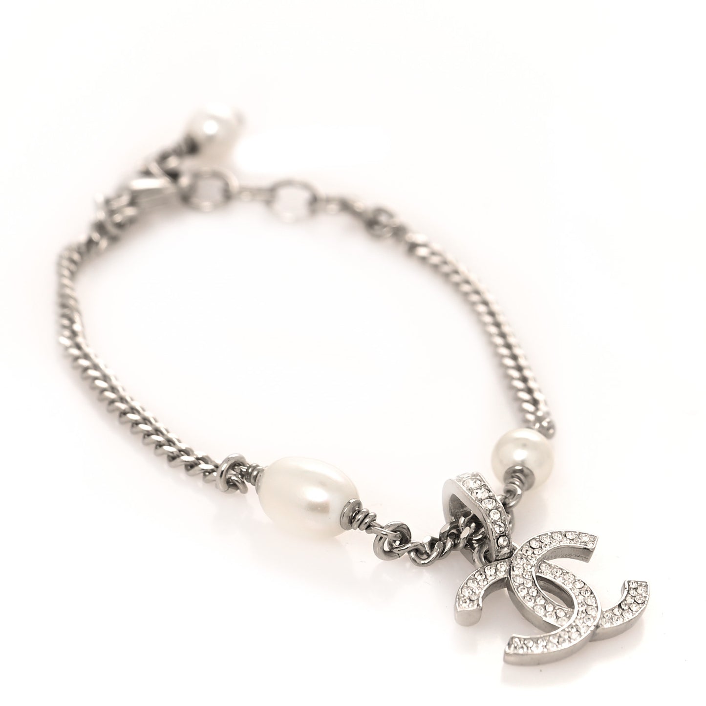 Pearl Crystal Palais Garnier CC Bracelet Silver Pearly White