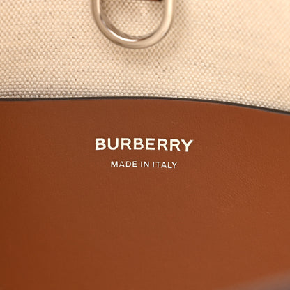 Burberry Canvas Smooth Calfskin Mini Two Tone Freya Tote Black Tan 6 of 10