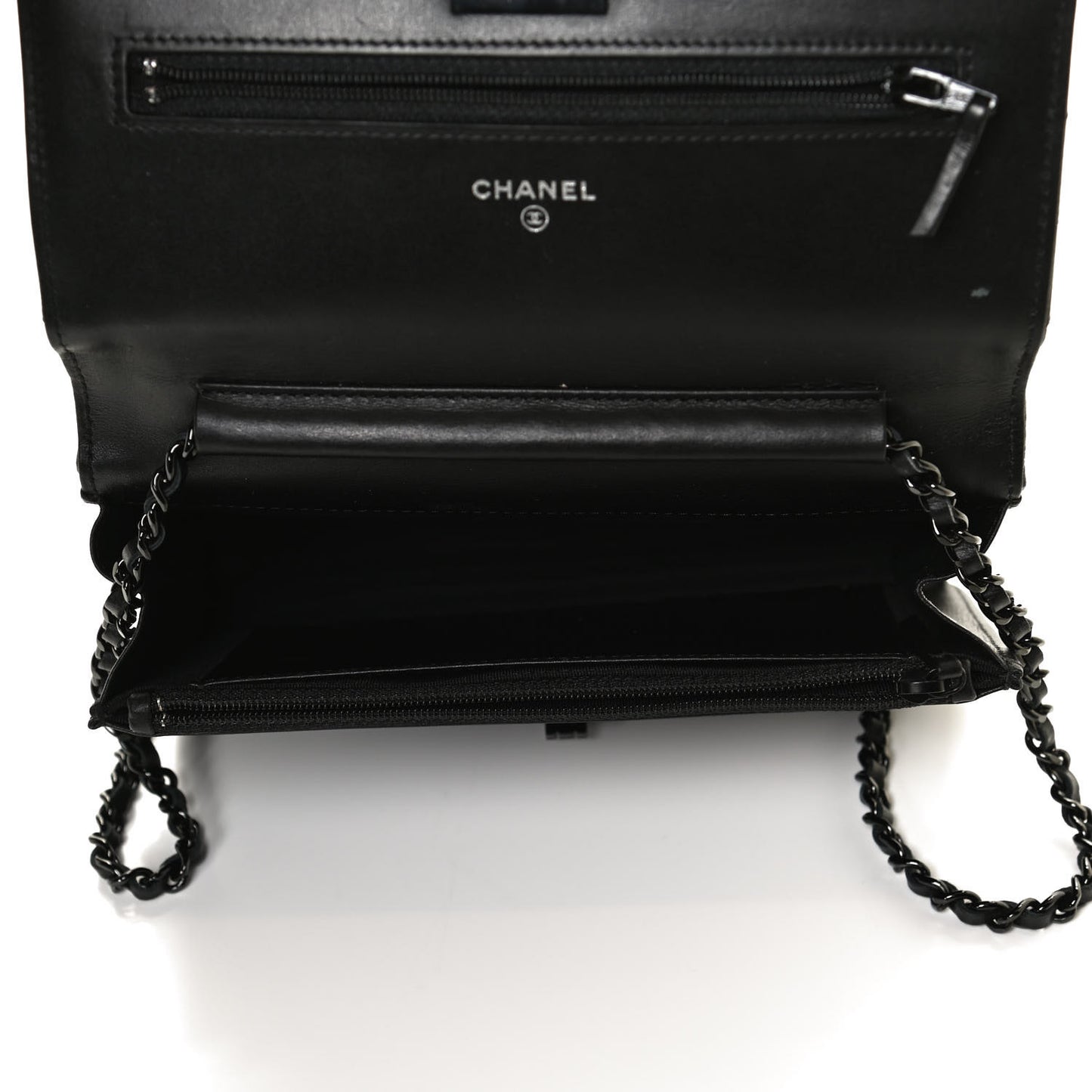 Aged Calfskin Chevron Quilted Reissue Wallet On Chain WOC So Black
