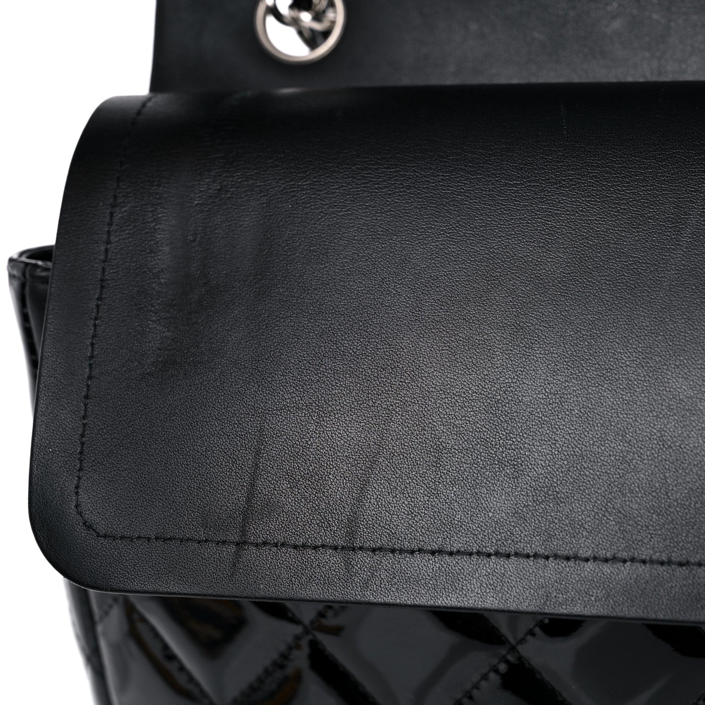 Patent Quilted Jumbo Double Flap Black