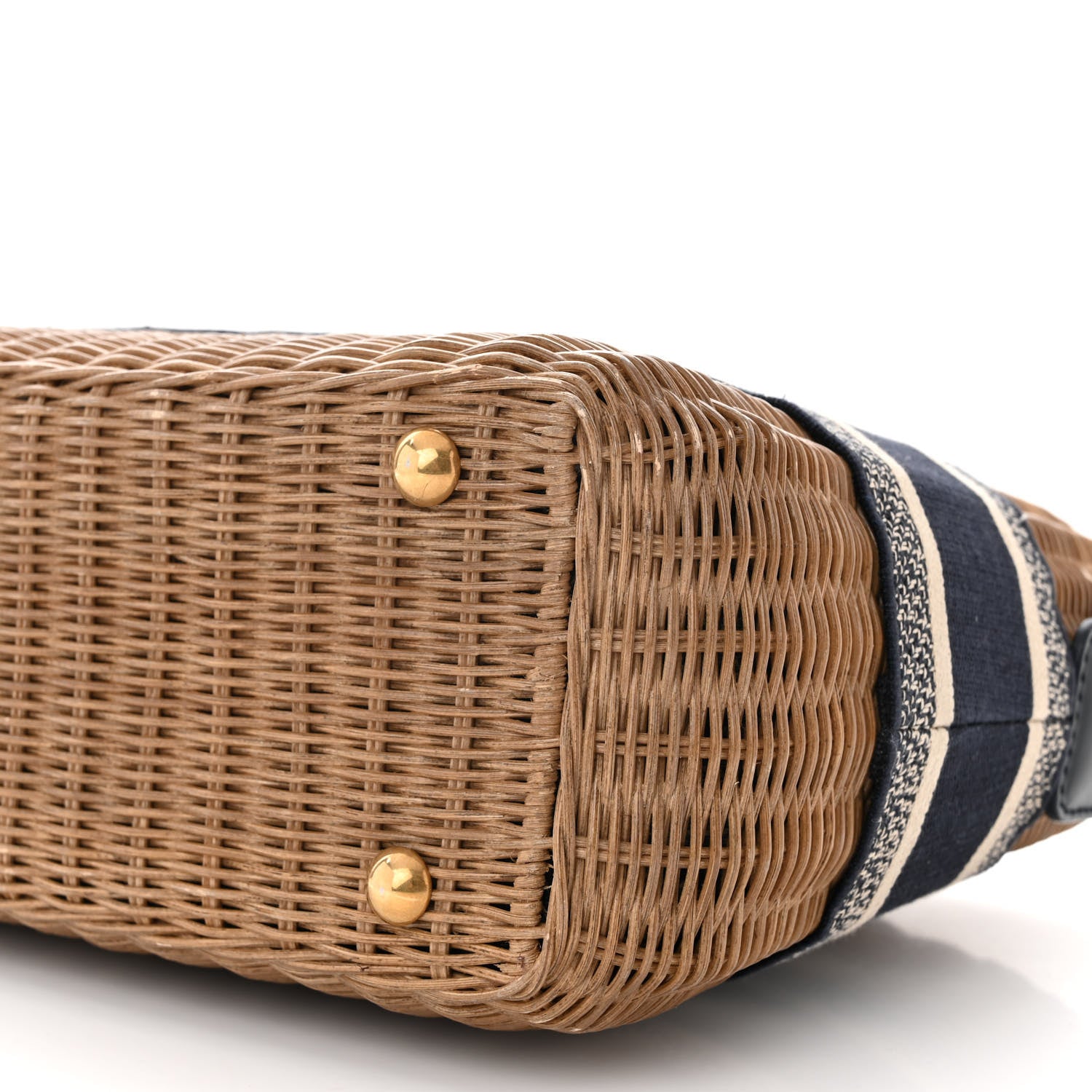 Christian Dior Wicker Oblique Basket Bag Blue 10 of 11