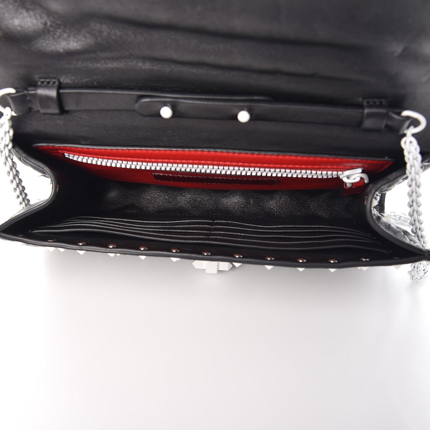 Lambskin Free Rockstud Spike Wallet On Chain Black