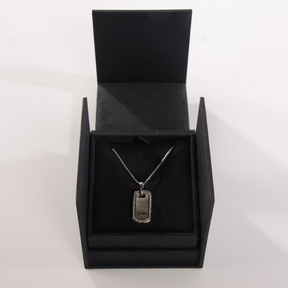 David Yurman Sterling Silver Mother Of Pearl Diamond Small Dog Tag Necklace 4 of 7
