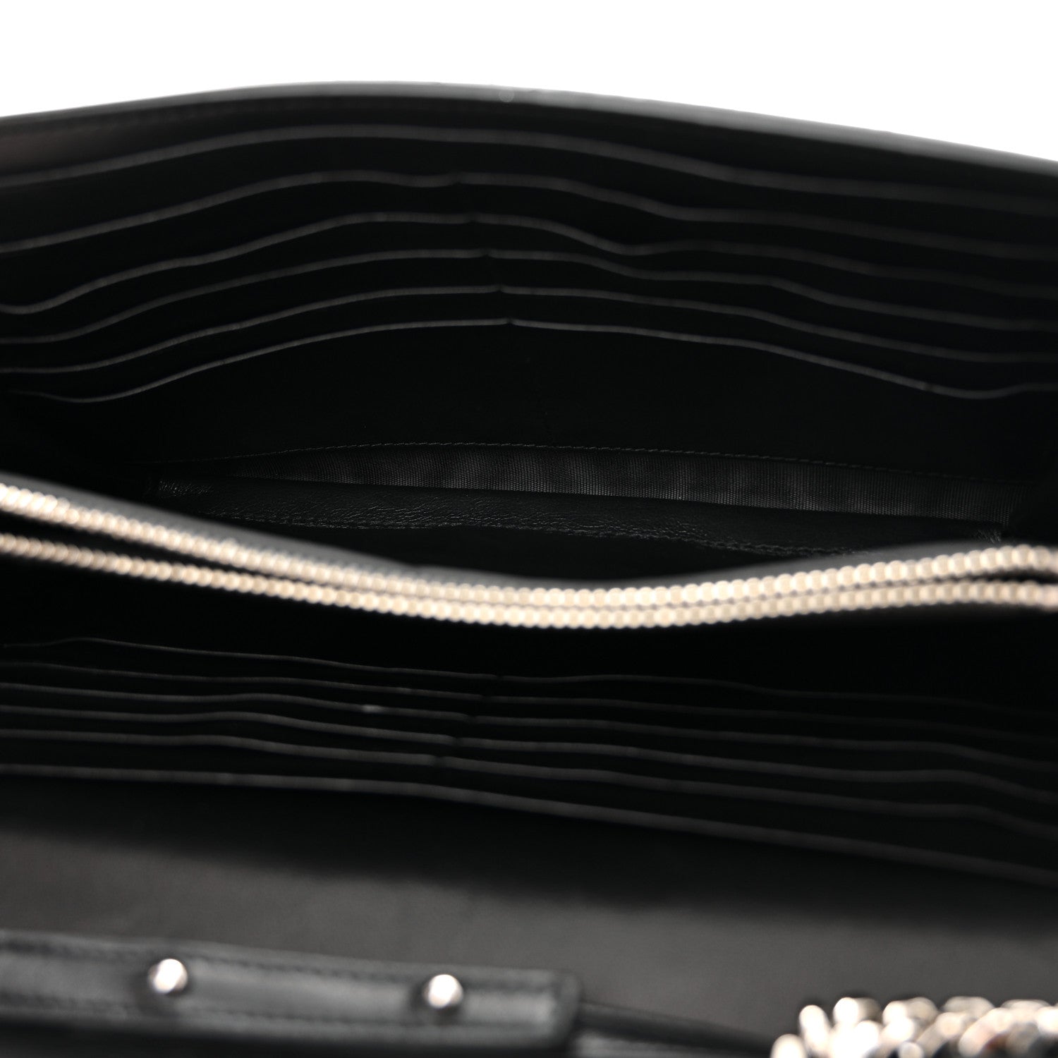 Saint Laurent Calfskin Crocodile Embossed Cassandre Wallet On Chain WOC Black 5 of 10
