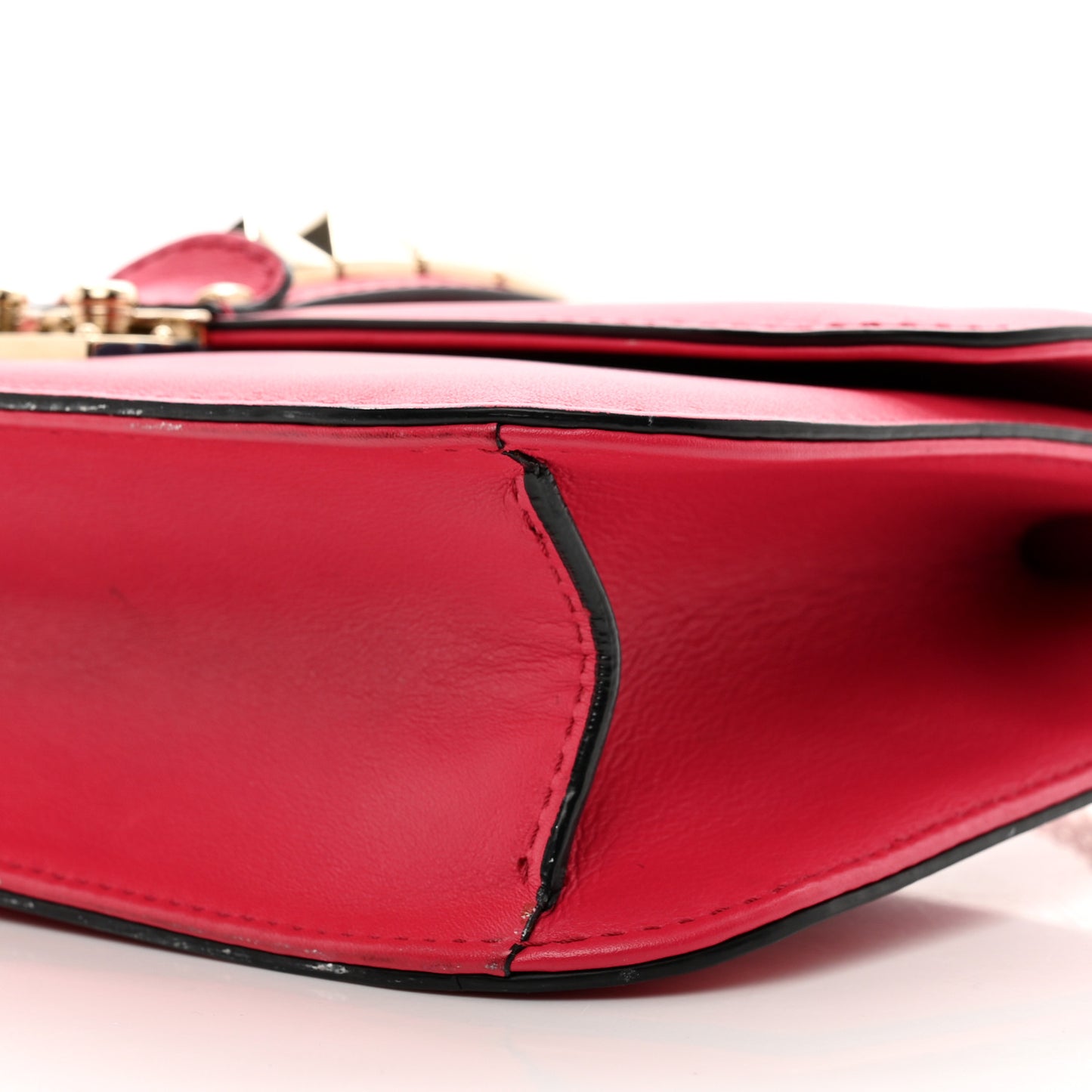 Vitello Medium Glam Lock Rockstud Flap Deep Rose
