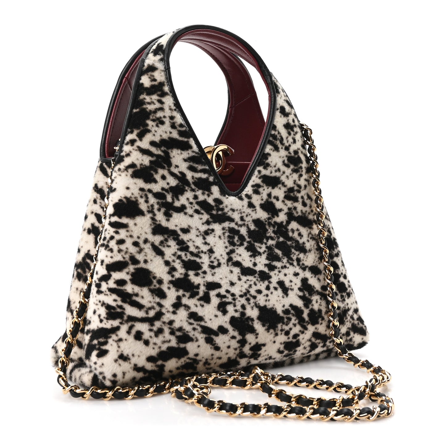 Pony Hair Printed Chic Lady Small Shopping Tote White Black