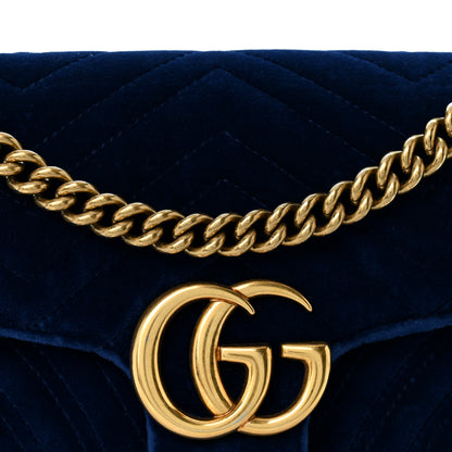 Gucci Velvet Matelasse Small GG Marmont Shoulder Bag Cobalt Blue 8 of 11