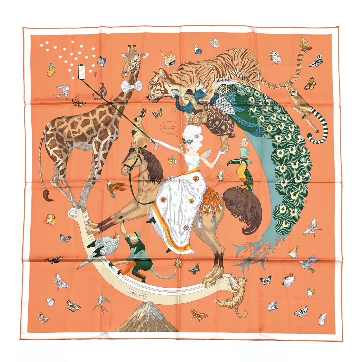 Silk Story 90 Scarf Abricot Beige Vert