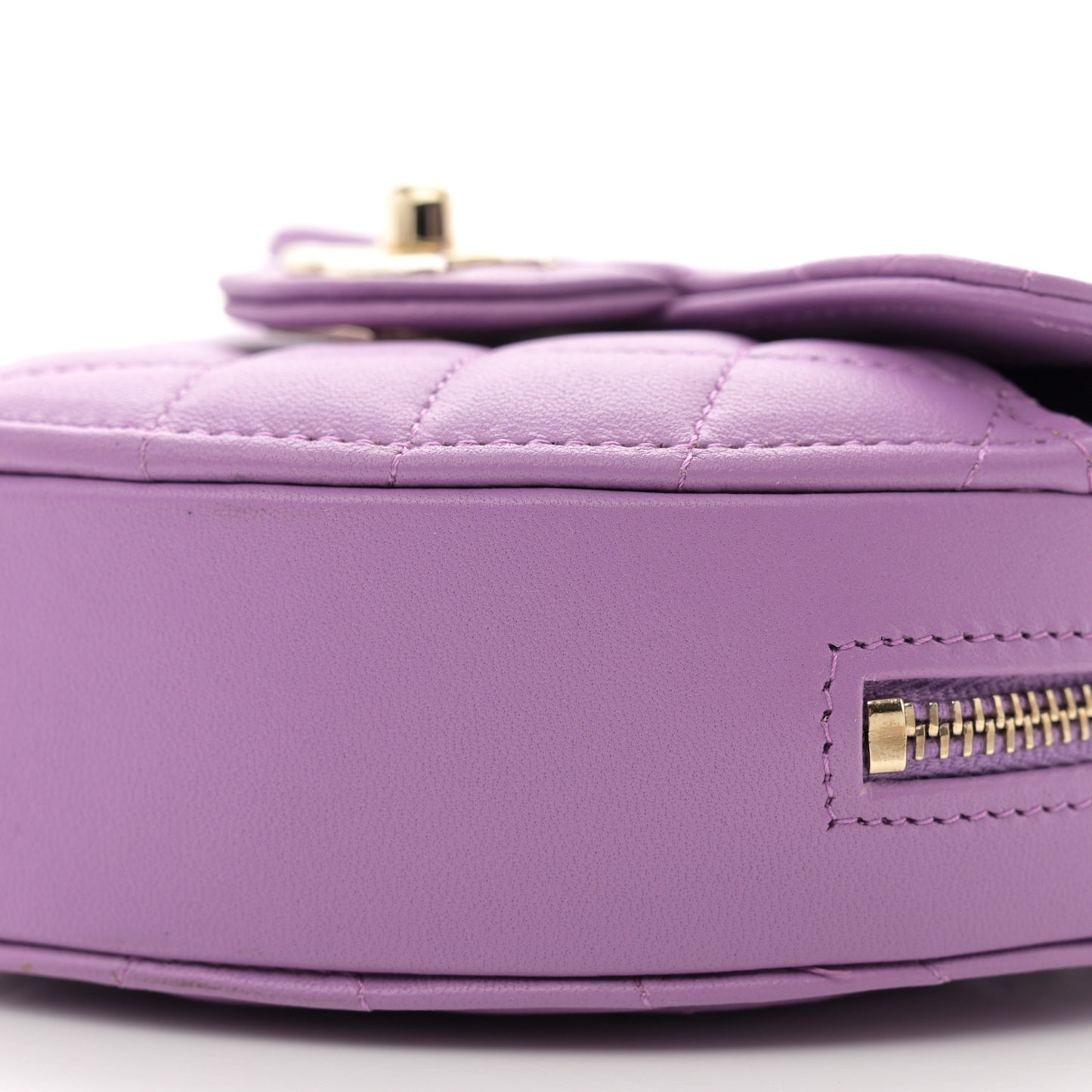 Lambskin Quilted CC In Love Heart Clutch With Chain Purple