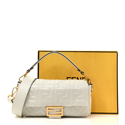 Fendi Nappa FF 1974 Embossed Baguette White 16 of 16