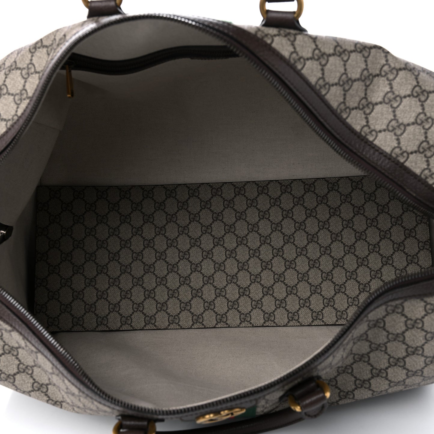 GG Supreme Monogram Textured Dollar Calfskin Web Large Savoy Duffle Bag Beige Ebony New Acero