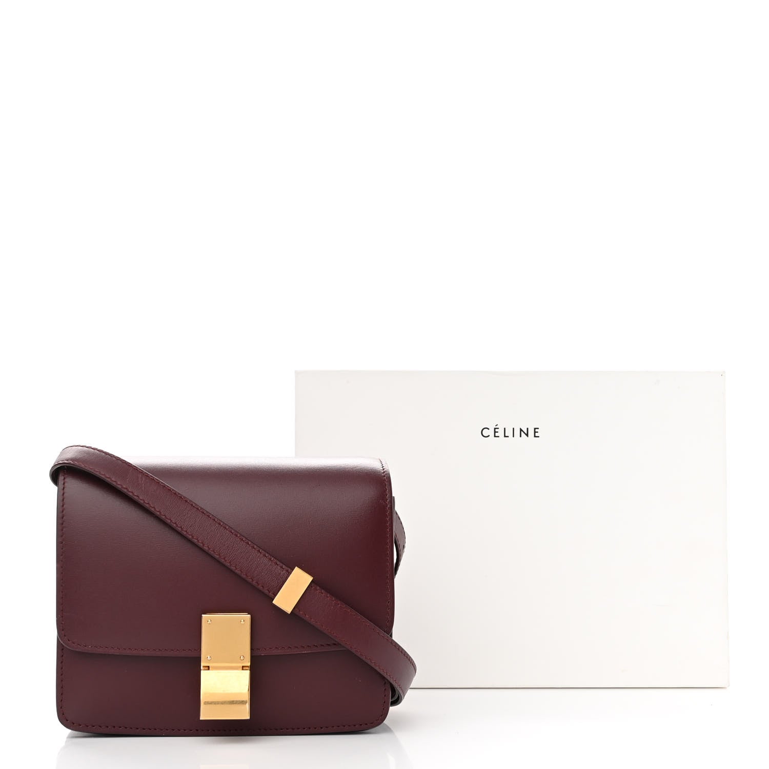 Celine Box Calfskin Small Classic Box Flap Bag Burgundy 18 of 18