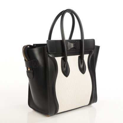 Celine Smooth and Textured Calfskin Micro Bi-Color Luggage Black White 3 of 8