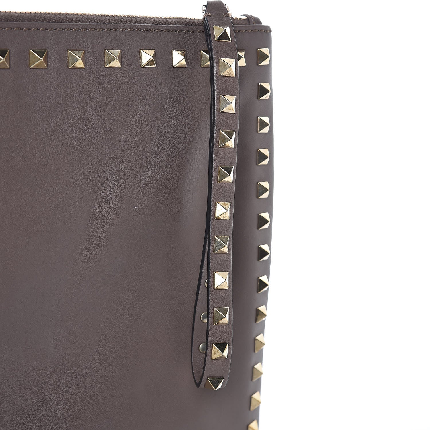 Valentino Garavani Vitello Large Rockstud Zip Wristlet Pouch Taupe 15 of 17