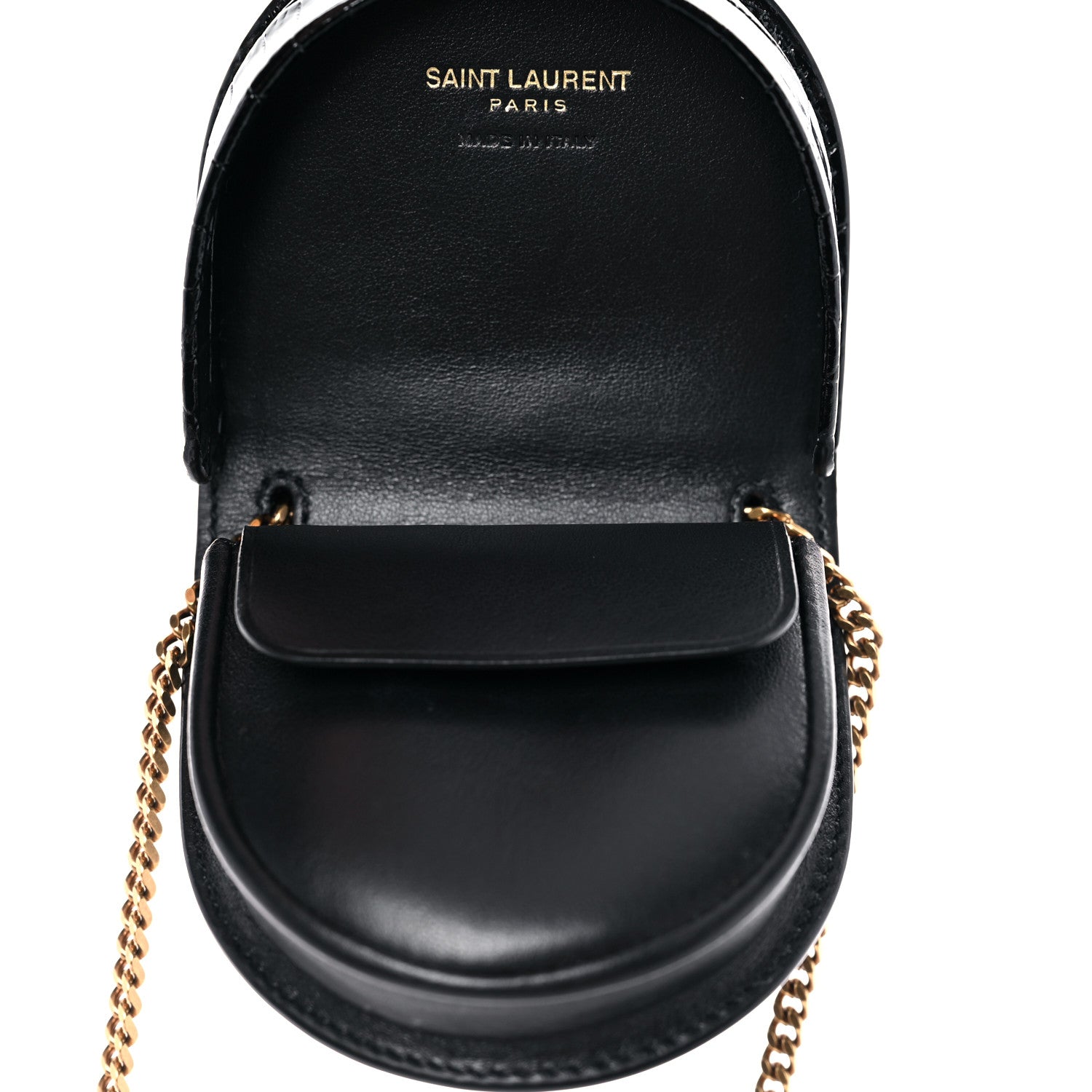 Saint Laurent Patent Crocodile Embossed Monogram Baby Kaia Crossbody Bag Black 5 of 9