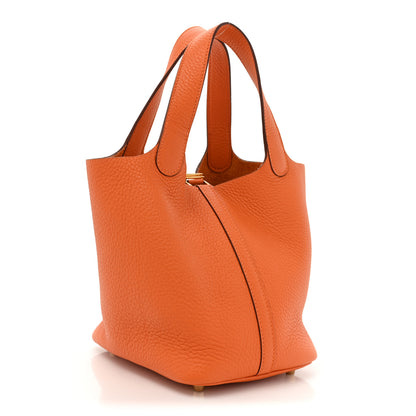 Hermes Taurillon Clemence Picotin Lock 18 PM Orange 3 of 9