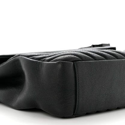 Saint Laurent Sheepskin Matelasse Chevron Monogram Monochrome Large College Satchel Black 9 of 10