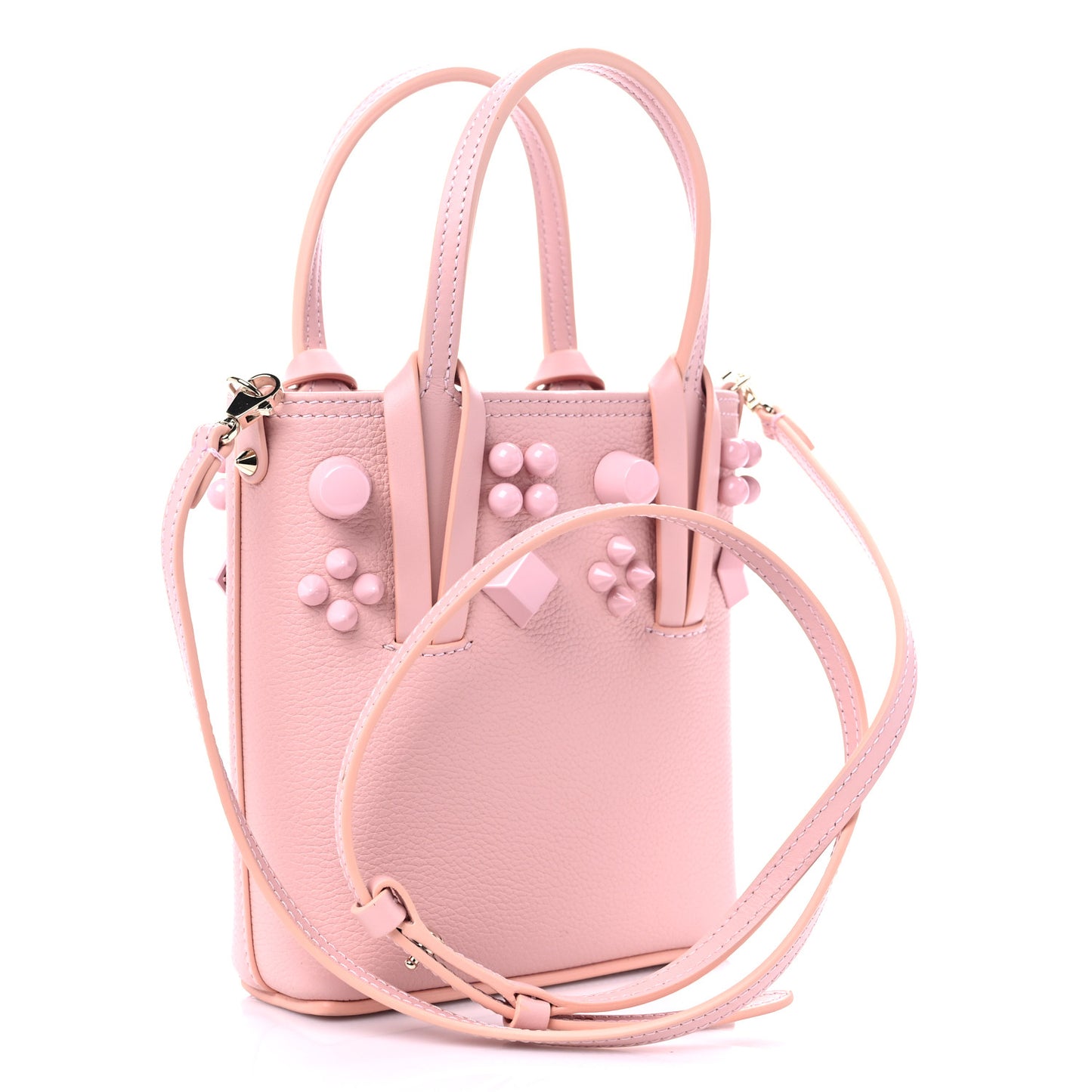 Calfskin Empire Spike Studded Mini North South Cabata Tote Rosy