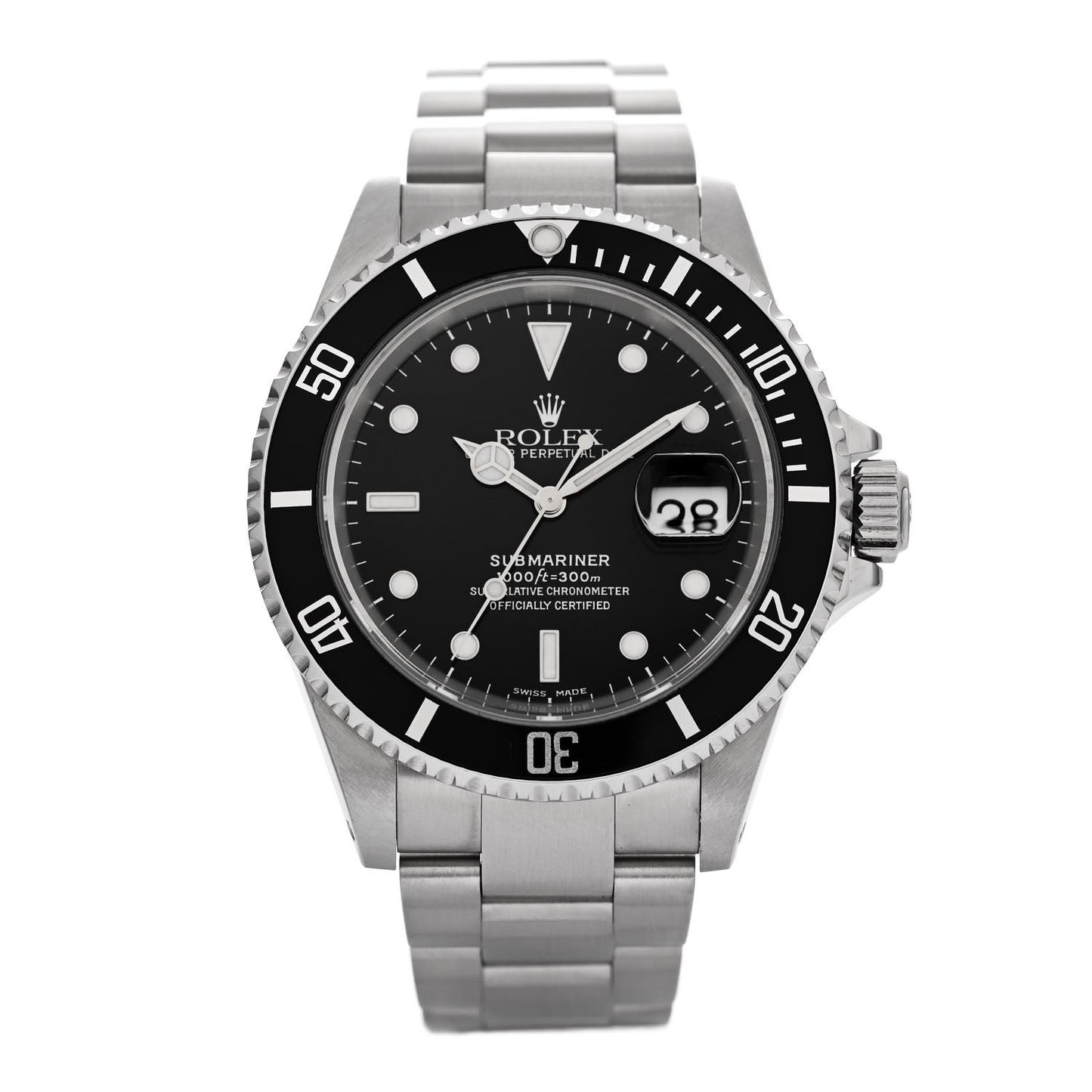 Stainless Steel 40mm Oyster Perpetual Submariner Date Watch Black 16610