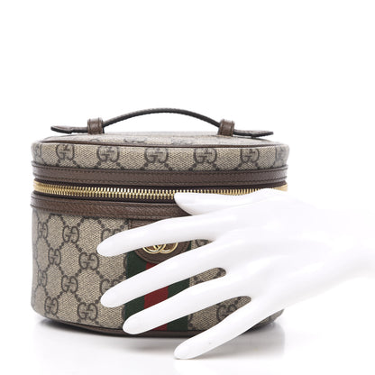 Gucci GG Supreme Monogram Textured Calfskin Web Ophidia Vanity Cosmetic Case Beige Ebony New Acero 2 of 11
