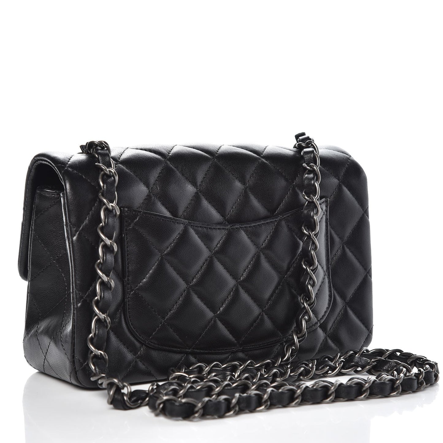 Lambskin Quilted Mini Rectangular Flap Black