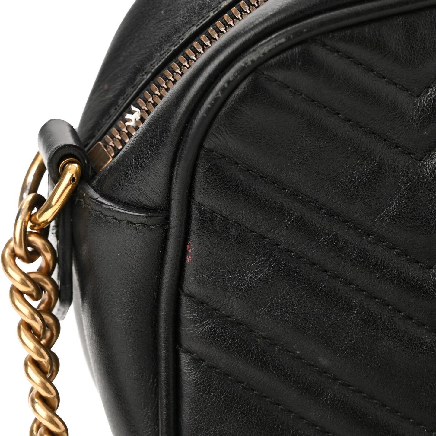 Calfskin Matelasse Small GG Marmont Chain Shoulder Bag Black