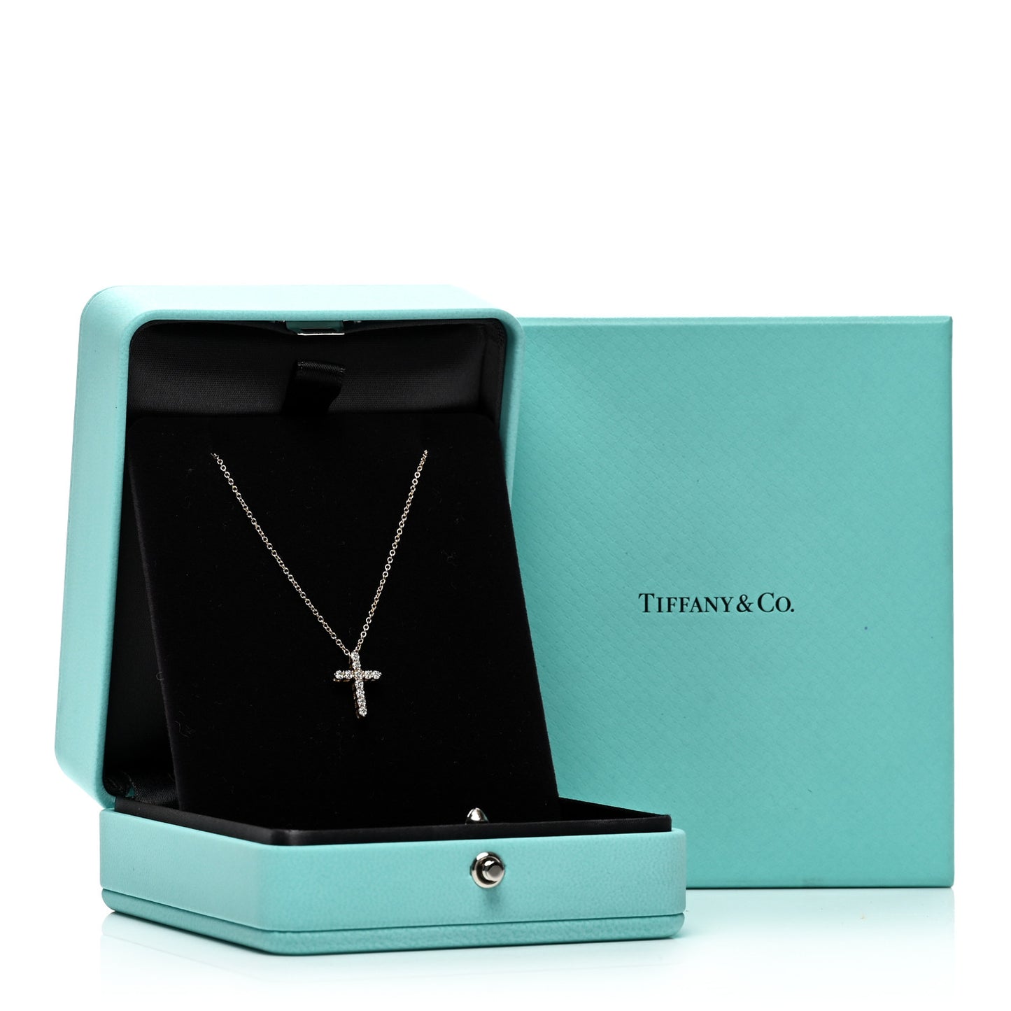 18K Rose Gold Diamond Cross Pendant Necklace