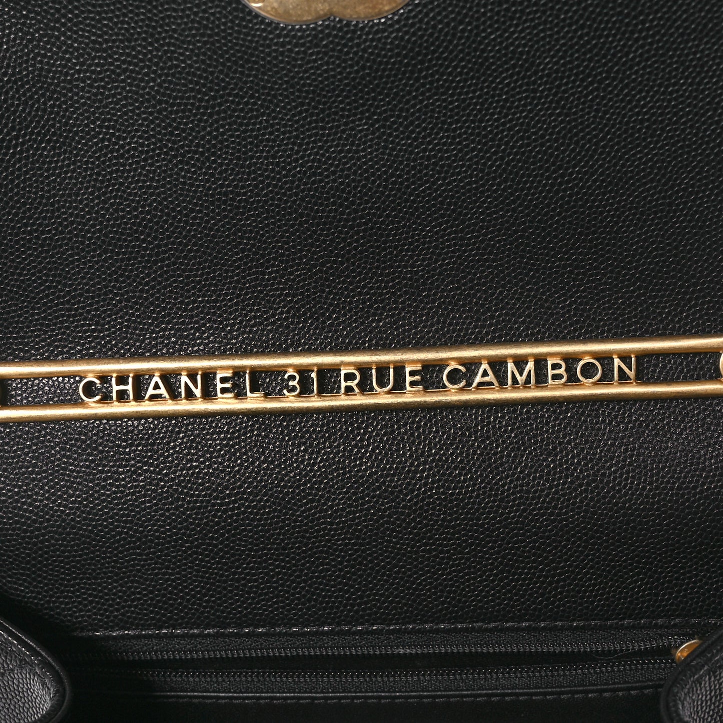 Caviar Quilted 31 Rue Cambon Top Handle Flap Black