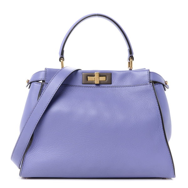 Fendi Vitello Seta Medium Peekaboo Iconic Satchel Viola Cassis