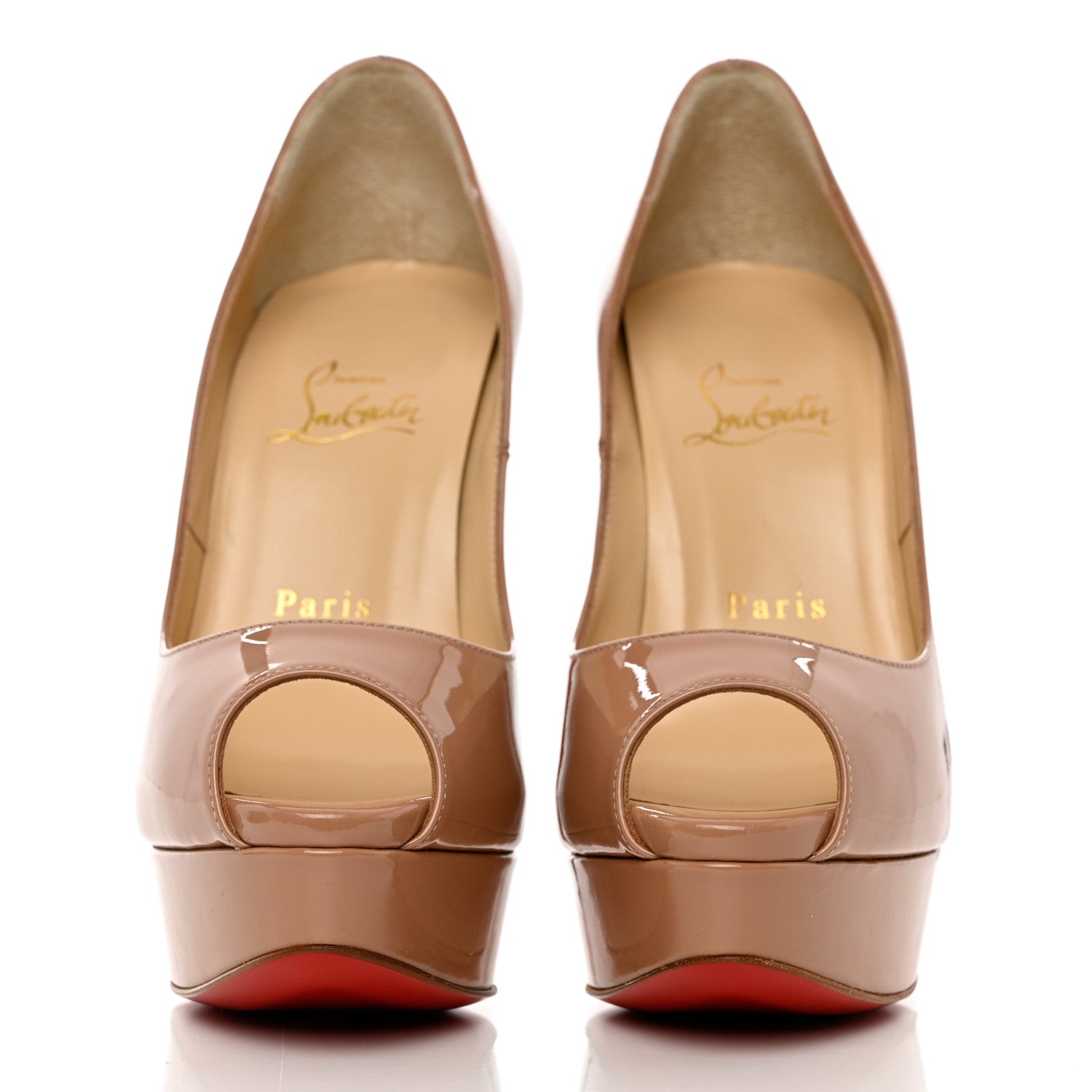 Christian Louboutin Patent Lady Peep 150 Pumps 37 Nude 2 of 8